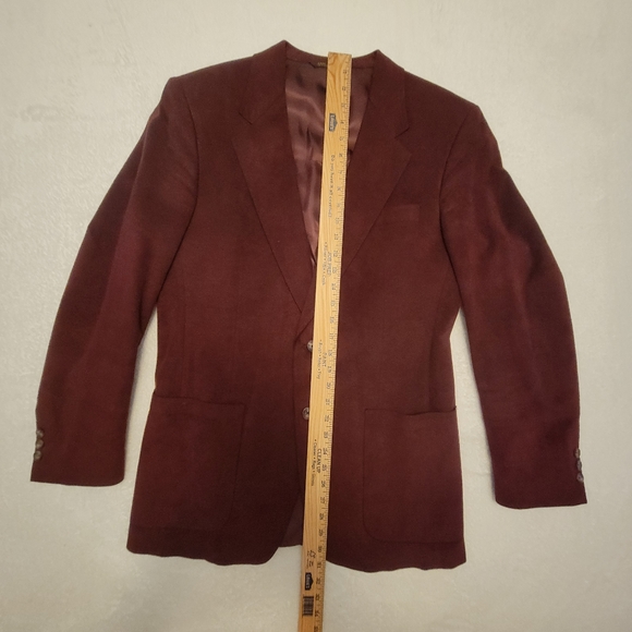 Vintage Men's Medium Suede Dark Red Dinner Jacket Burgundy Old Money Fall Winter - Picture 13 of 16